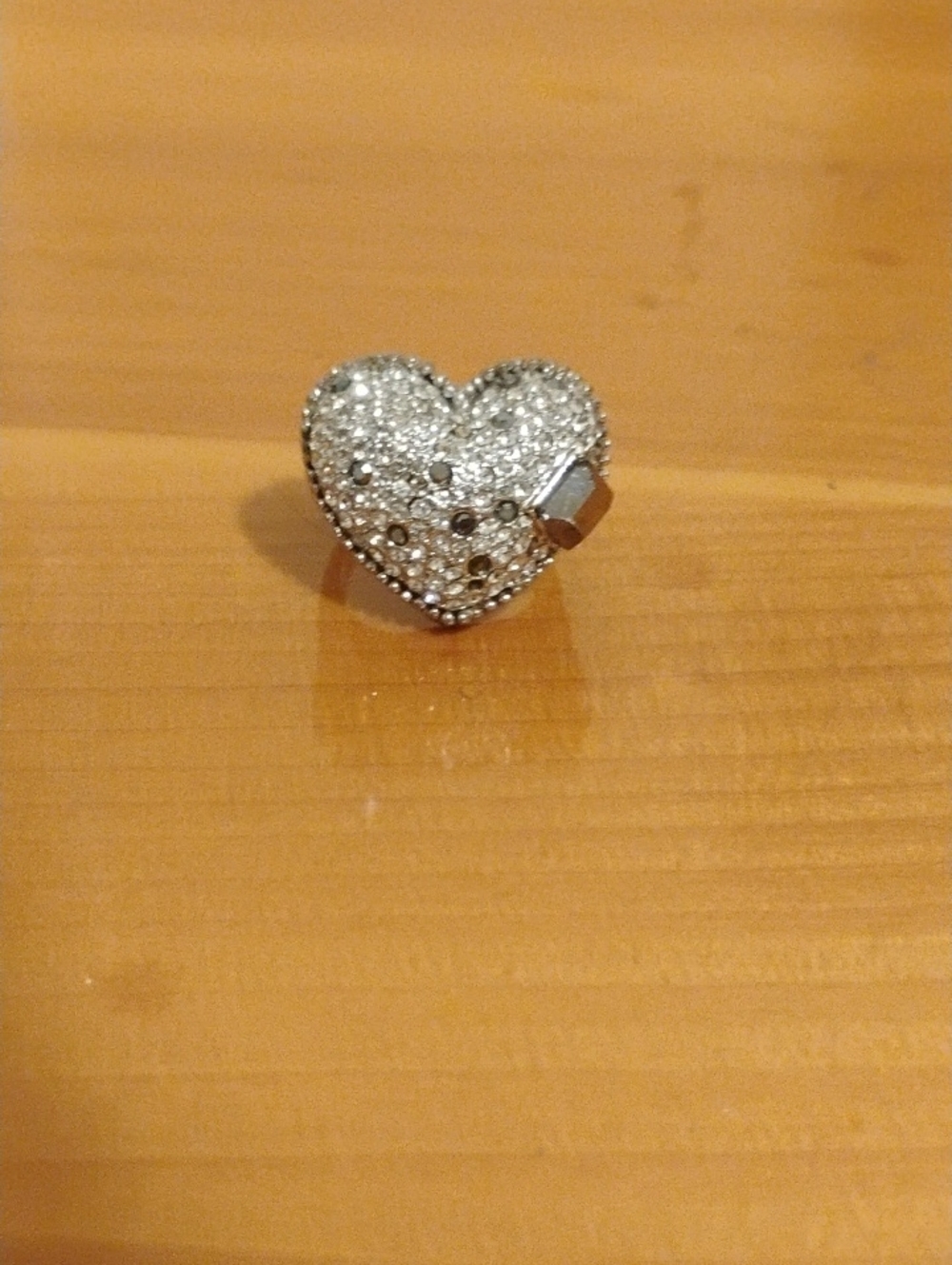 Sparkling Heart Charm Pendant - Silver Crystal Accent